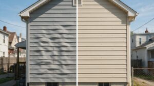 Rusting Metal Lath Behind Stucco for a realistic Fishtown property