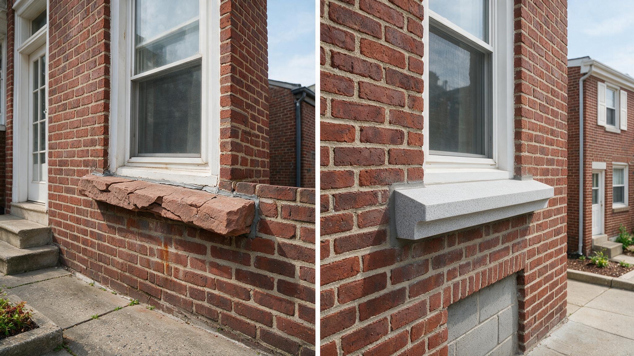 Replacing Cracked Masonry Window Sills for a realistic Fairmount property
