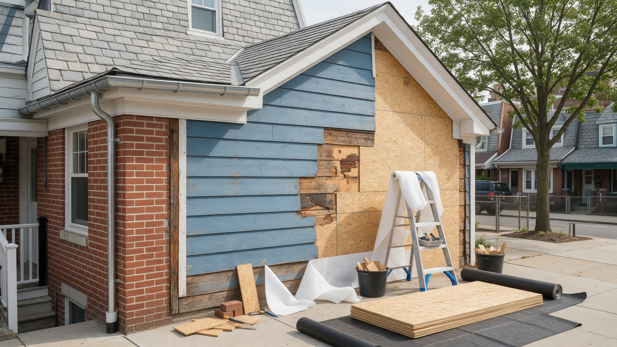 Professional rotted sheathing behind siding Philadelphia detail for Philadelphia Exterior Contractors in South Philadelphia